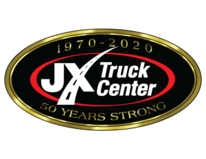 JX Truck Center 50th anniversary logo with gold oval 50 years strong