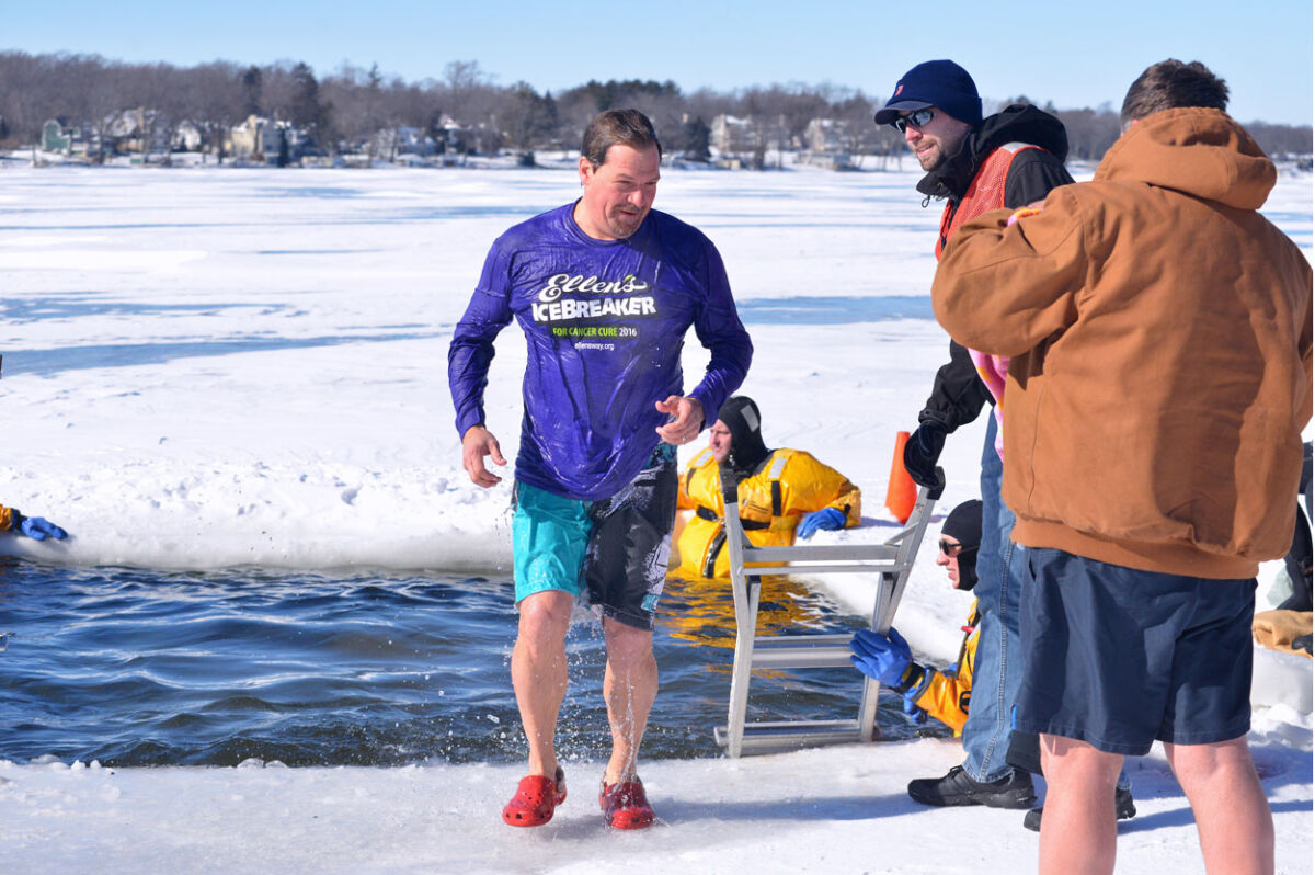 candid of participants in polar plunge