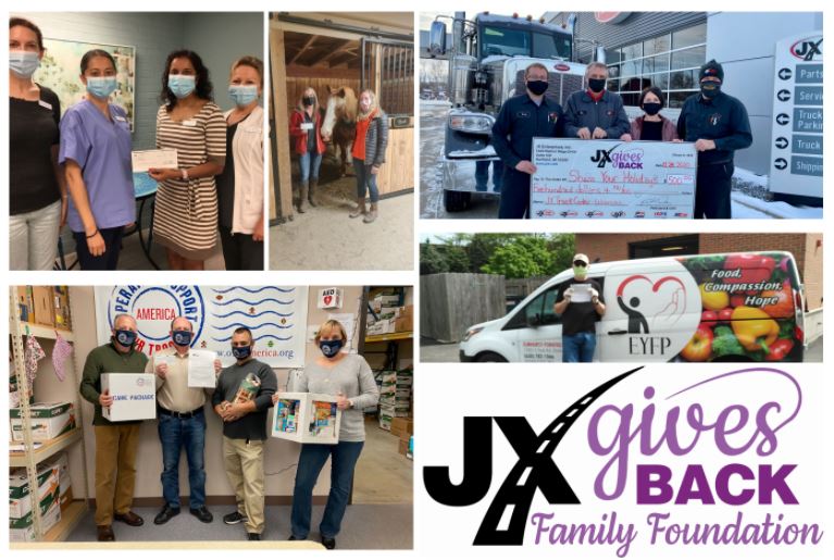 JX Gives Back 2020 Collage with JX Gives Back Family Foundation logo