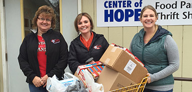 employees donate to food pantry