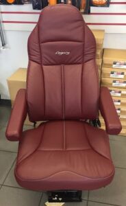 red leather legacy seat for a semi truck